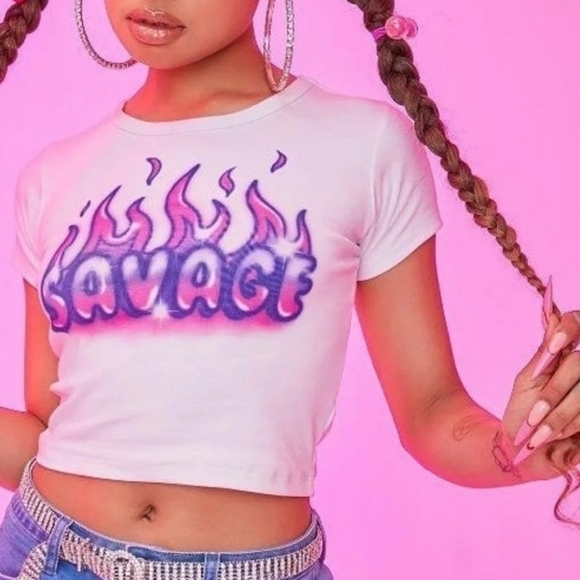 Plus Size 2X Savage Airbrushed Graphic 🎉SOLD!🦄Crop Top Dolls Kill XXL NWT - Picture 6 of 6